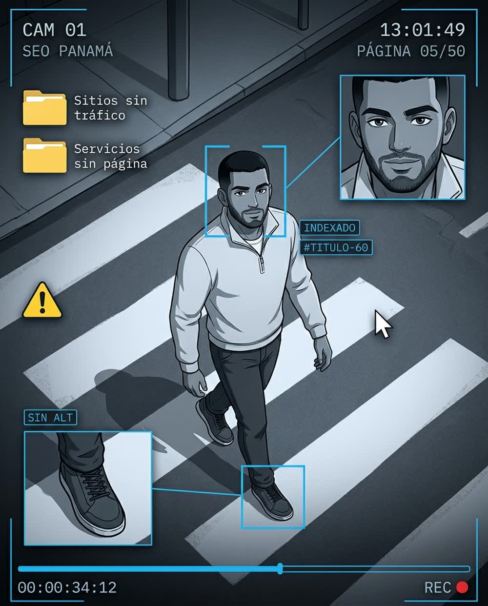 Flyer estilo interfaz de vigilancia hecho con IA: así te ve Google