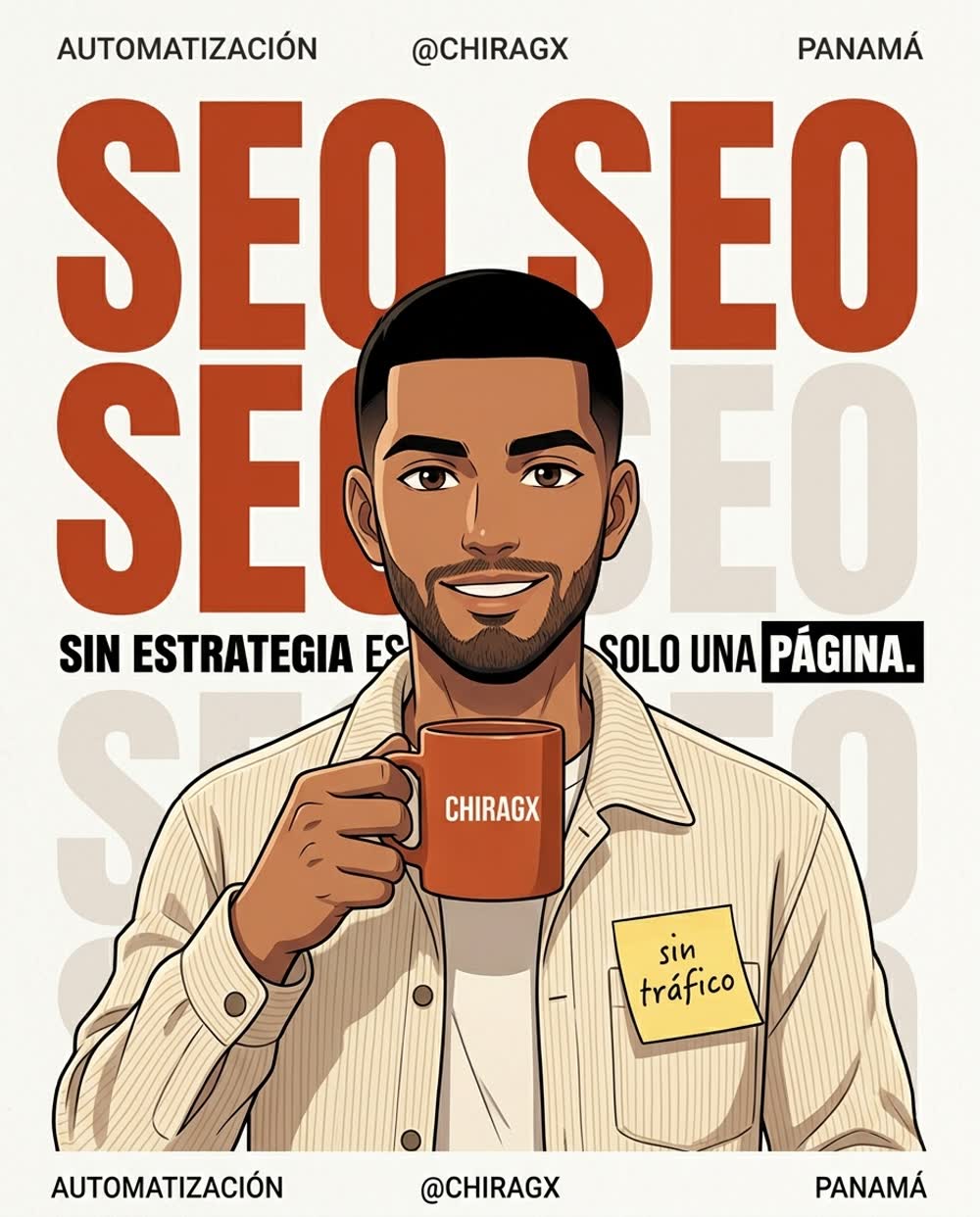 Flyer editorial hecho con IA: SEO sin estrategia es solo una página
