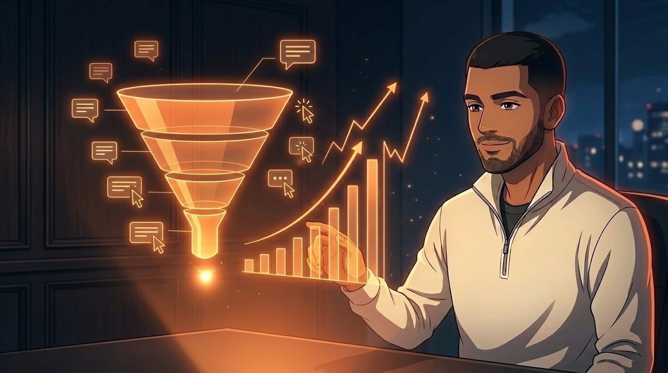 Chiragx reviewing a conversion funnel and the revenue curve of a performance marketing campaign