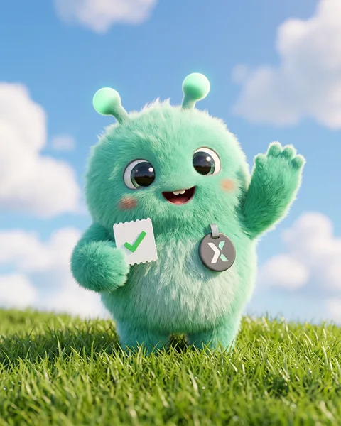 Xy, the XY Task mascot, waving