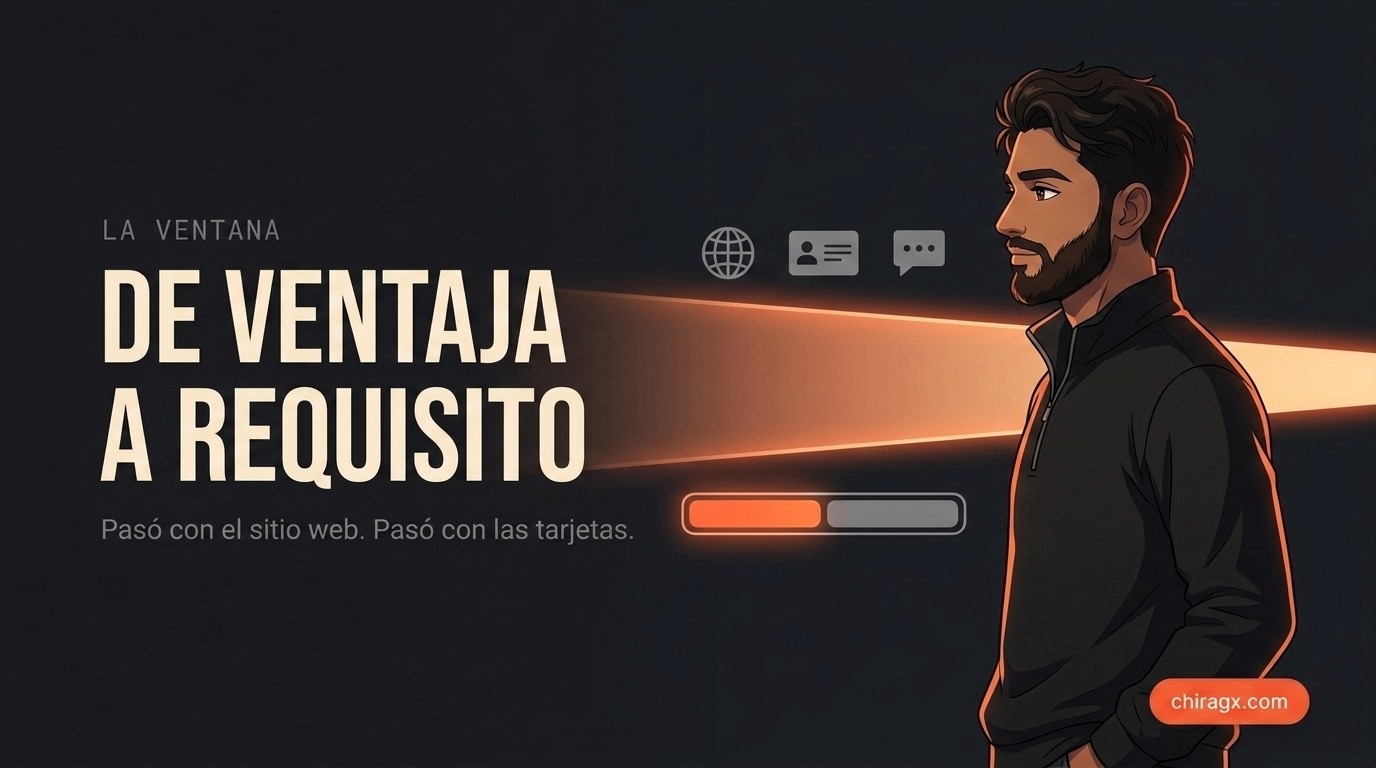 De ventaja a requisito: pasó con el sitio web, pasó con las tarjetas