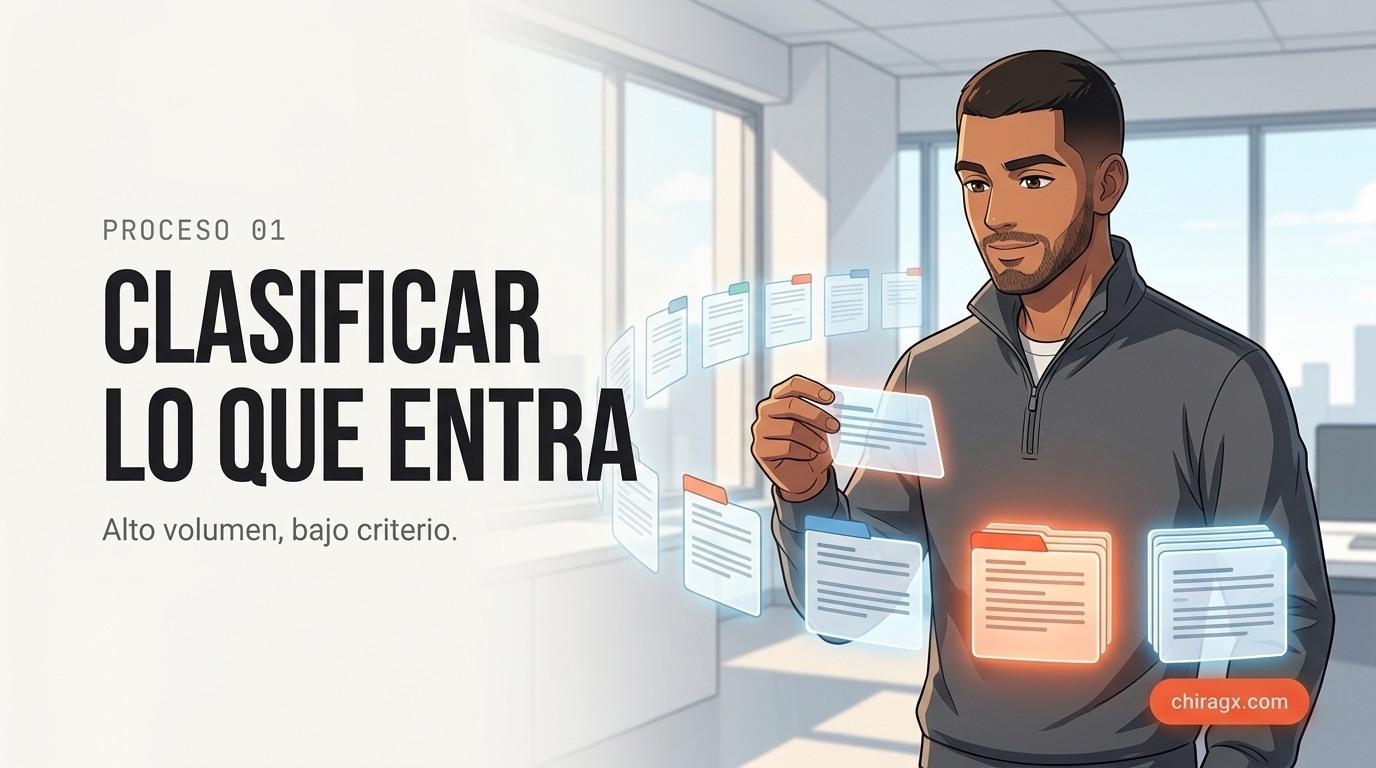 Clasificar lo que entra: alto volumen, bajo criterio