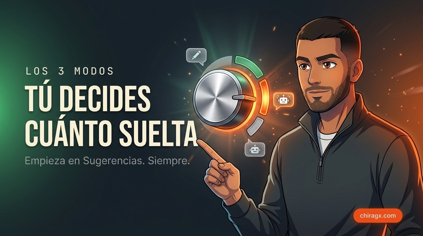 Los 3 modos: tú decides cuánto suelta. Empieza en Sugerencias